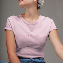 Load image into Gallery viewer, Wildly Mindful print organic cotton t shirt in pink
