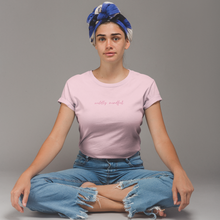 Load image into Gallery viewer, Wildly Mindful print organic cotton t shirt in pink
